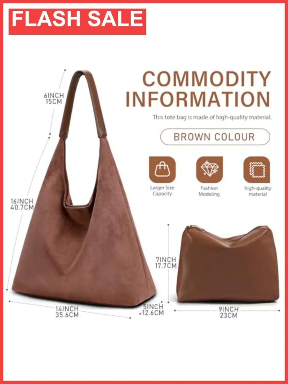 Vegan Leather 2-Piece Purse Set Slouchy Hobo & Suede Tote Bag
